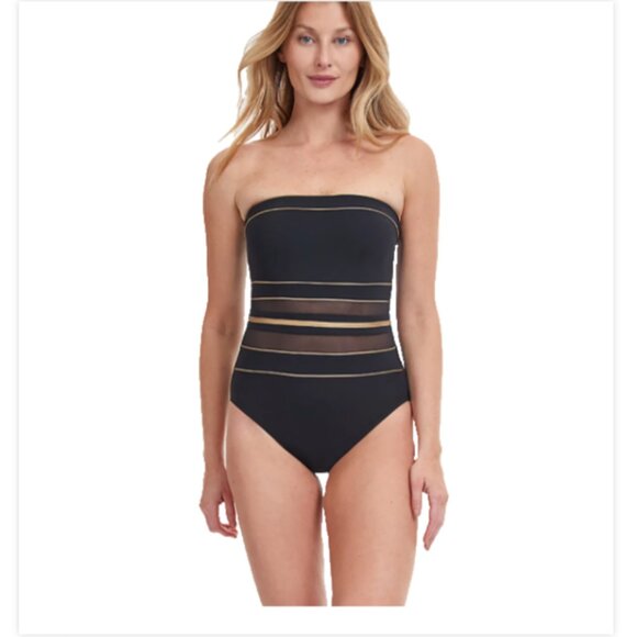 Gottex Bandeau One Piece Swimsuit Black SIze 6 10384
